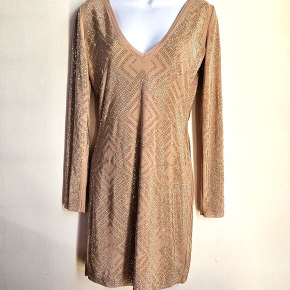 Wow Couture Gold Label Embellished Mini Dress Size M Bodycon Cocktail Party - Picture 1 of 9
